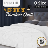 Thumbnail for Laura Hill 800GSM Microfibre Bamboo Quilt Comforter Doona - Queen