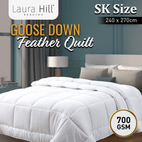 Thumbnail for Laura Hill 700GSM Goose Down Feather Comforter Doona - Super King