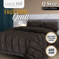 Thumbnail for Laura Hill 600GSM Faux Mink Comforter Quilt Duvet Doona - Queen