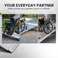 Thumbnail for Rigg Aluminium Portable Non-slip Wheelchair Ramp 6ft - Silver