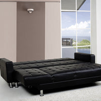 Thumbnail for Sarantino Corner Faux Leather Sofa Bed Couch with Chaise - Black