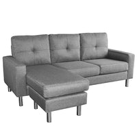 Thumbnail for Sarantino Linen Corner Sofa Lounge Couch Modular Furniture L Chair Home Chaise Grey