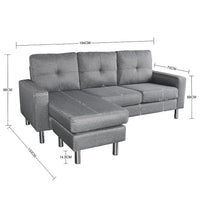 Thumbnail for Sarantino Linen Corner Sofa Lounge Couch Modular Furniture L Chair Home Chaise Grey