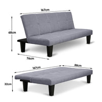 Thumbnail for Sarantino Sofa Bed Lounge Couch Futon Furniture Seat Adjustable Suite Dark Grey