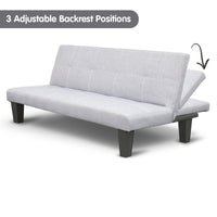 Thumbnail for Sarantino Linen Sofa Bed Lounge Couch Futon Furniture Seat Adjustable Suite Wood 2 Seater Light Grey