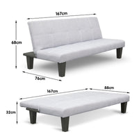 Thumbnail for Sarantino Linen Sofa Bed Lounge Couch Futon Furniture Seat Adjustable Suite Wood 2 Seater Light Grey