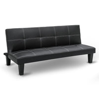 Thumbnail for Sarantino 2 Seater Modular Faux Leather Fabric Sofa Bed Couch - Black