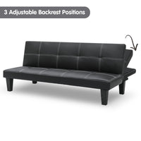 Thumbnail for Sarantino 2 Seater Modular Faux Leather Fabric Sofa Bed Couch - Black