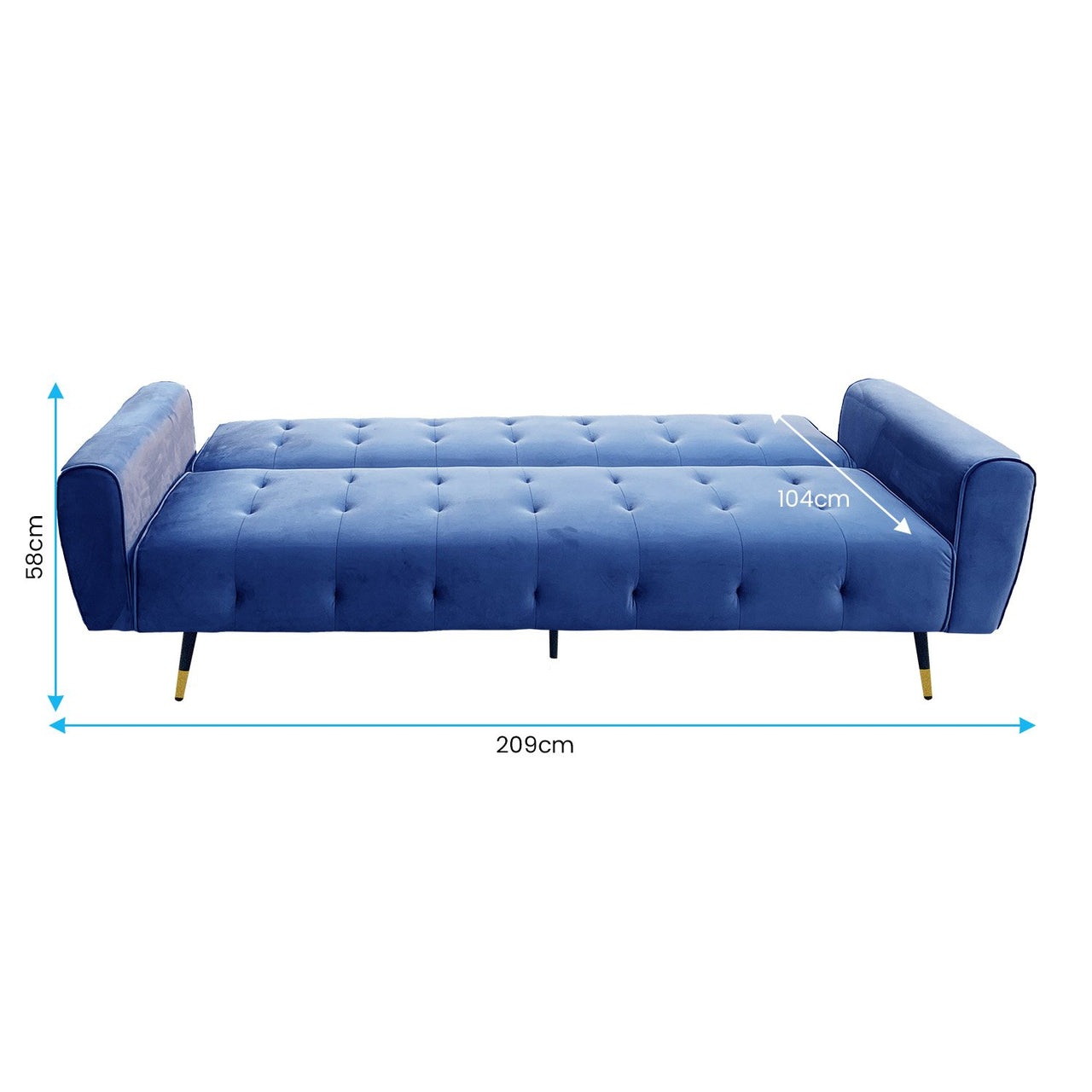 Sarantino Ava 3-seater Tufted Velvet Sofa Bed By Sarantino - Blue