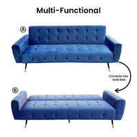 Thumbnail for Sarantino Ava 3-seater Tufted Velvet Sofa Bed By Sarantino - Blue