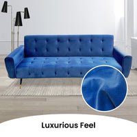 Thumbnail for Sarantino Ava 3-seater Tufted Velvet Sofa Bed By Sarantino - Blue