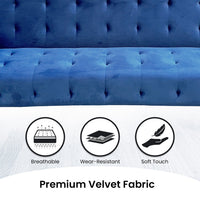 Thumbnail for Sarantino Ava 3-seater Tufted Velvet Sofa Bed By Sarantino - Blue