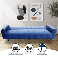 Thumbnail for Sarantino Ava 3-seater Tufted Velvet Sofa Bed By Sarantino - Blue