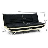 Thumbnail for Sarantino Bronx Sofa Bed Faux Leather Lounge Couch Futon Furniture Adjustable Suite Black