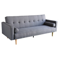 Thumbnail for Sarantino Madison Sofa Bed Lounge Couch Futon Furniture Home Dark Grey Linen Suite