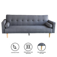 Thumbnail for Sarantino Madison Sofa Bed Lounge Couch Futon Furniture Home Dark Grey Linen Suite