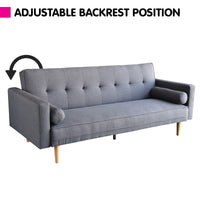 Thumbnail for Sarantino Madison Sofa Bed Lounge Couch Futon Furniture Home Dark Grey Linen Suite