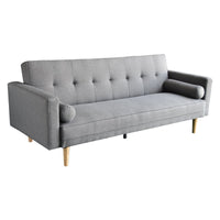 Thumbnail for Sarantino Madison Sofa Bed Lounge Couch Futon Furniture Home Light Grey Linen Suite