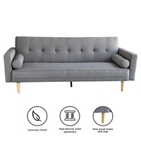 Thumbnail for Sarantino Madison Sofa Bed Lounge Couch Futon Furniture Home Light Grey Linen Suite