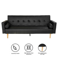 Thumbnail for Sarantino Madison Faux Leather Sofa Bed Lounge Couch Futon Furniture Home Suite - Black