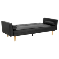 Thumbnail for Sarantino Madison Faux Leather Sofa Bed Lounge Couch Futon Furniture Home Suite - Black