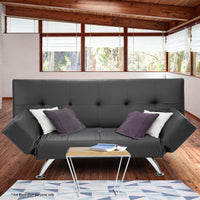 Thumbnail for Sarantino Brooklyn Sofa Bed Lounge Faux Leather Couch Futon Furniture Adjustable Suite Gr