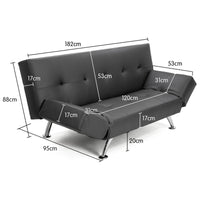 Thumbnail for Sarantino Brooklyn Sofa Bed Lounge Faux Leather Couch Futon Furniture Adjustable Suite Gr