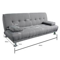 Thumbnail for Sarantino Manhattan Sofa Bed Lounge Couch Futon Furniture Home Light Grey Linen Suite