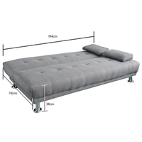 Thumbnail for Sarantino Manhattan Sofa Bed Lounge Couch Futon Furniture Home Light Grey Linen Suite