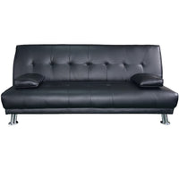 Thumbnail for Sarantino Manhattan Sofa Bed Faux Leather Lounge Couch Futon Furniture Suite - Black