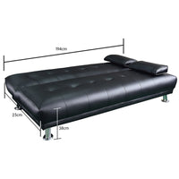 Thumbnail for Sarantino Manhattan Sofa Bed Faux Leather Lounge Couch Futon Furniture Suite - Black