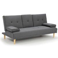 Thumbnail for Sarantino Rochester Linen Fabric Sofa Bed Lounge Couch Futon Furniture Suite - Dark Grey