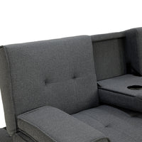 Thumbnail for Sarantino Rochester Linen Fabric Sofa Bed Lounge Couch Futon Furniture Suite - Dark Grey