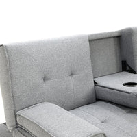 Thumbnail for Sarantino Rochester Linen Fabric Sofa Bed Lounge Couch Futon Furniture Suite - Light Grey