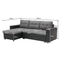 Thumbnail for Sarantino Corner Sofa Linen Lounge Couch L-shaped Modular Furniture Home Chaise Grey