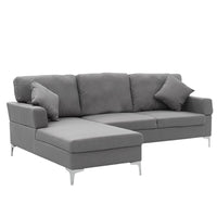 Thumbnail for Sarantino Linen Corner Sofa Couch Lounge L-shape W/right Chaise Seat Dark Grey