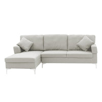 Thumbnail for Sarantino Linen Corner Sofa Couch Lounge L-shape W/right Chaise Seat Light Grey