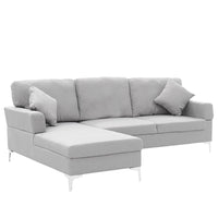 Thumbnail for Sarantino Linen Corner Sofa Couch Lounge L-shape W/right Chaise Seat Light Grey