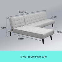 Thumbnail for Sarantino 3-seater Corner Sofa Bed With Lounge Chaise Couch Furniture Light Grey