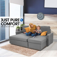 Thumbnail for Sarantino3-seater Corner Sofa Bed With Storage Lounge Chaise Couch - Light Grey