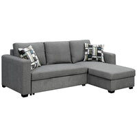 Thumbnail for Sarantino Fontana Pullout Sofa Bed with Storage Chaise Lounge - Grey