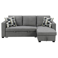 Thumbnail for Sarantino Fontana Pullout Sofa Bed with Storage Chaise Lounge - Grey