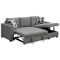 Thumbnail for Sarantino Fontana Pullout Sofa Bed with Storage Chaise Lounge - Grey