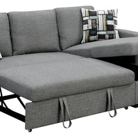 Thumbnail for Sarantino Fontana Pullout Sofa Bed with Storage Chaise Lounge - Grey