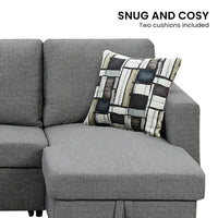 Thumbnail for Sarantino Fontana Pullout Sofa Bed with Storage Chaise Lounge - Grey