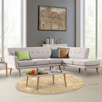 Thumbnail for Sarantino Faux Linen Corner Sofa Lounge L-shaped Chaise Light Grey