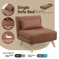 Thumbnail for Sarantino Adjustable Chair Single Sofa Bed Faux Linen - Brown