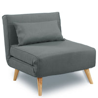 Thumbnail for Sarantino Adjustable Chair Single Sofa Bed Faux Linen - Dark Grey