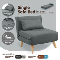 Thumbnail for Sarantino Adjustable Chair Single Sofa Bed Faux Linen - Dark Grey