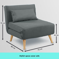 Thumbnail for Sarantino Adjustable Chair Single Sofa Bed Faux Linen - Dark Grey